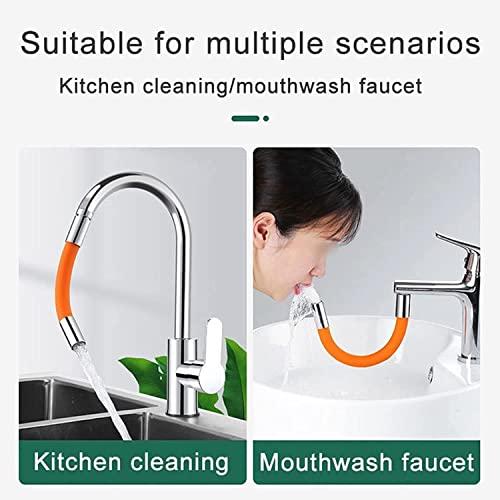 BIZWIZ REYSUN Faucet Extension Tubes Flexible for Kitchen Sink 360 Degrees Flexible Leader Hose 720 Degree Fixation in Any Position Faucet Extension Device Sink Faucet Sprayer Attachment Faucet Hose