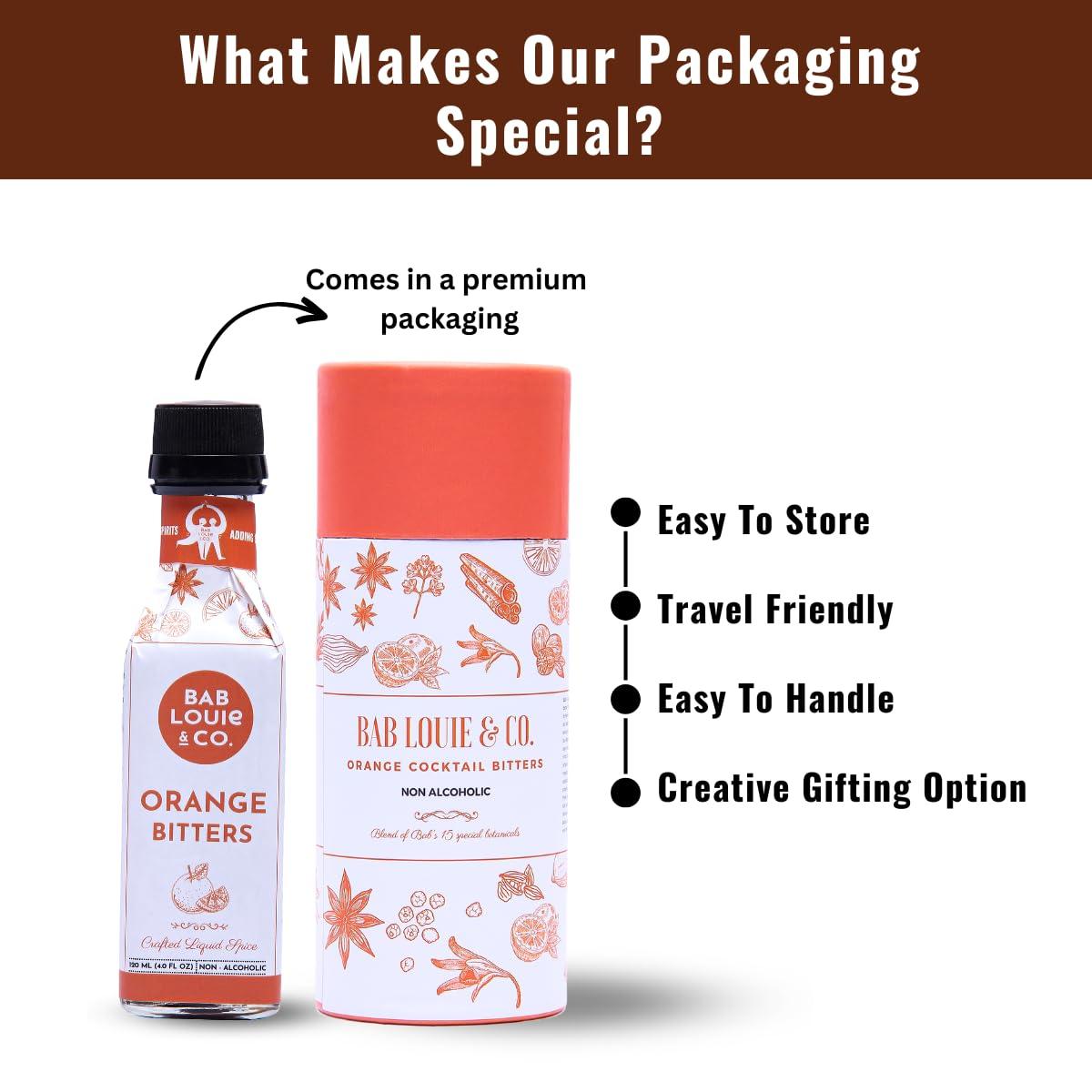 Bab Louie & Co. Bab Louie & Co. Bitters for Cocktails (Aromatic Spiced, Orange, Cherry Bitters), India\'s First Craft Bitters, Old Fashioned, Manhattan, Negroni, Bourbon, Gin & Tonics, Cocktails (Pack of 3, 120ml each)