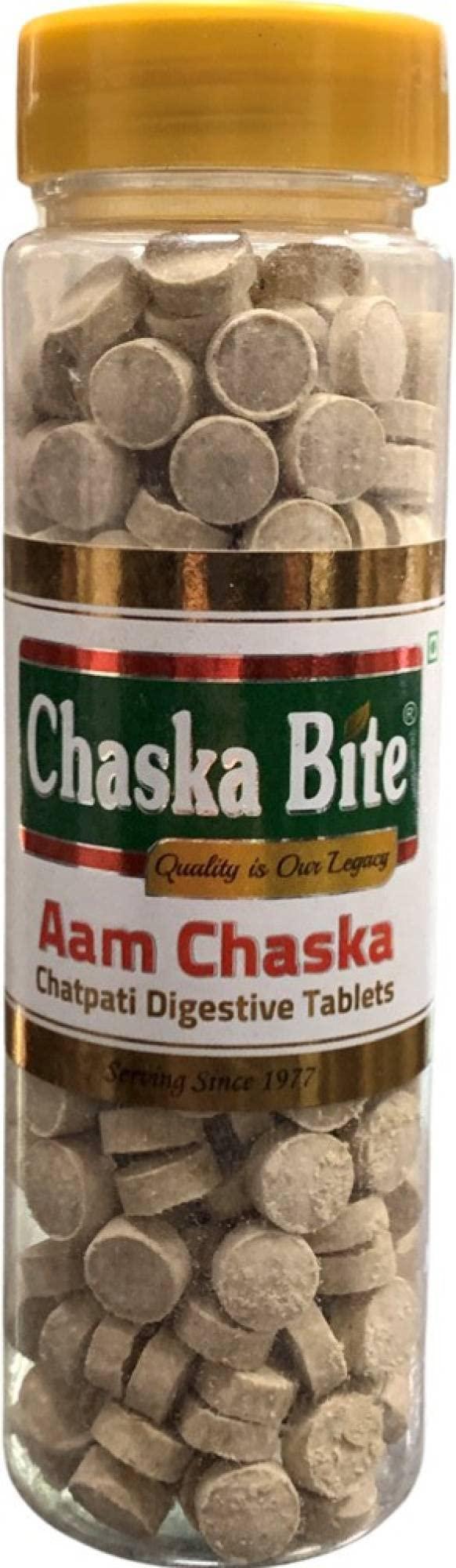 CHASKA BITE CHASKA BITE Aam Chaska Chatpati Tablet Dry Mango Candy Amchoor Digestive Tablet 130g pack of 1 (130 g) Pack for Kids & Friends II Sweet & Chatpata Candy II