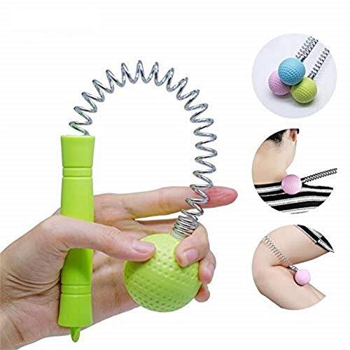 Thrifty Shopper Thrifty Shopper Long Handle Golf Ball Hammer Body Relaxation Acupressure Massager Manual Massage Hammer Golf Ball Massage Body Neck Back Spring Massage Stick-Green