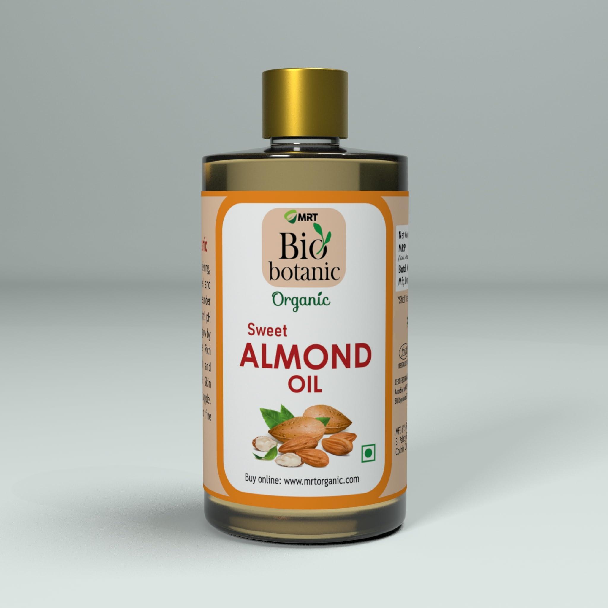 MRT Organic MRT Organic Sweet Almond Oil 50 ML, From Selected Kashmiri Mamra Almonds For Hair And Skin And Cold Pressed