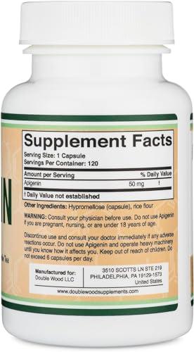 ATHINIKA NUTRITION Apigenin Supplement - 50mg per Capsule, 120 Count (Powerful Bioflavonoid Found in Chamomile Tea for Relaxation, Sleep, and Mood) Senolytic Flavonols for Aging (Gluten Free)