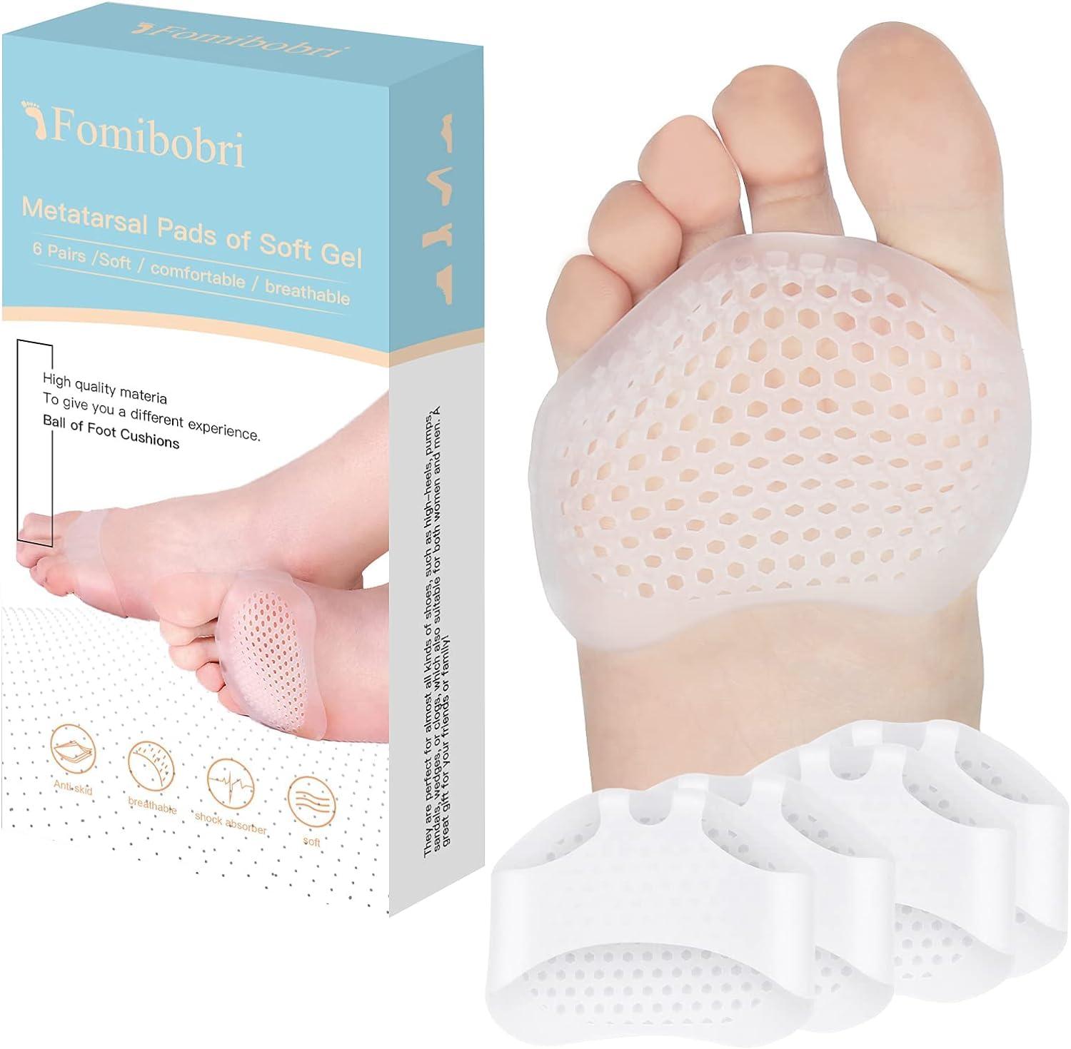 FOMIBOBRI Metatarsal Pads 12 Pack Ball of Foot Cushions for Women and Men Soft Gel Foot Pads Pain Relief Forefoot Pad