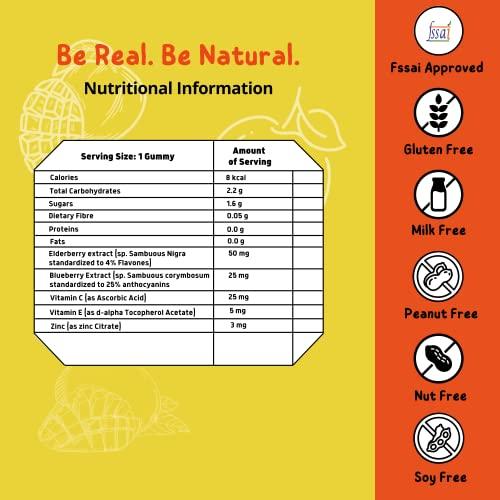 The Old Natural The Old Natural Immuno Booster Fruit Pectin Gummies Perfect Immune Blend With Elderberry Extract, Blueberry Extract, Vitamin C, Vitamin E & Zinc - Tempting Tangy Mango Flavour (Pack of 5-150 Gummies)