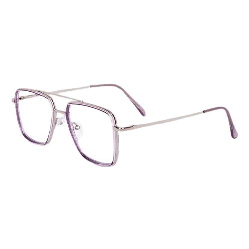 Dervin Dervin Blue Light Blocking Blue Cut Zero Power anti-glare Retro Square Eyeglasses, Frame for Eye Protection from UV by Computer/Tablet/Mobile/Laptop (Purple)