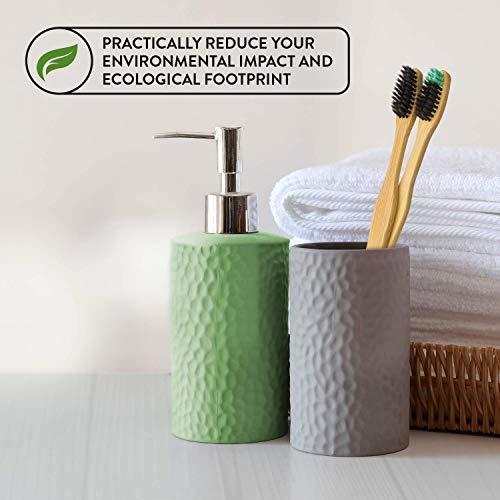 Lindo Lindo EcoGrip Charcoal Infused Bamboo Toothbrush - Soft German Made Fiber Bristles, Organic, Biodegradable and 100% Recyclable, Multi-Colored - Pack of 4