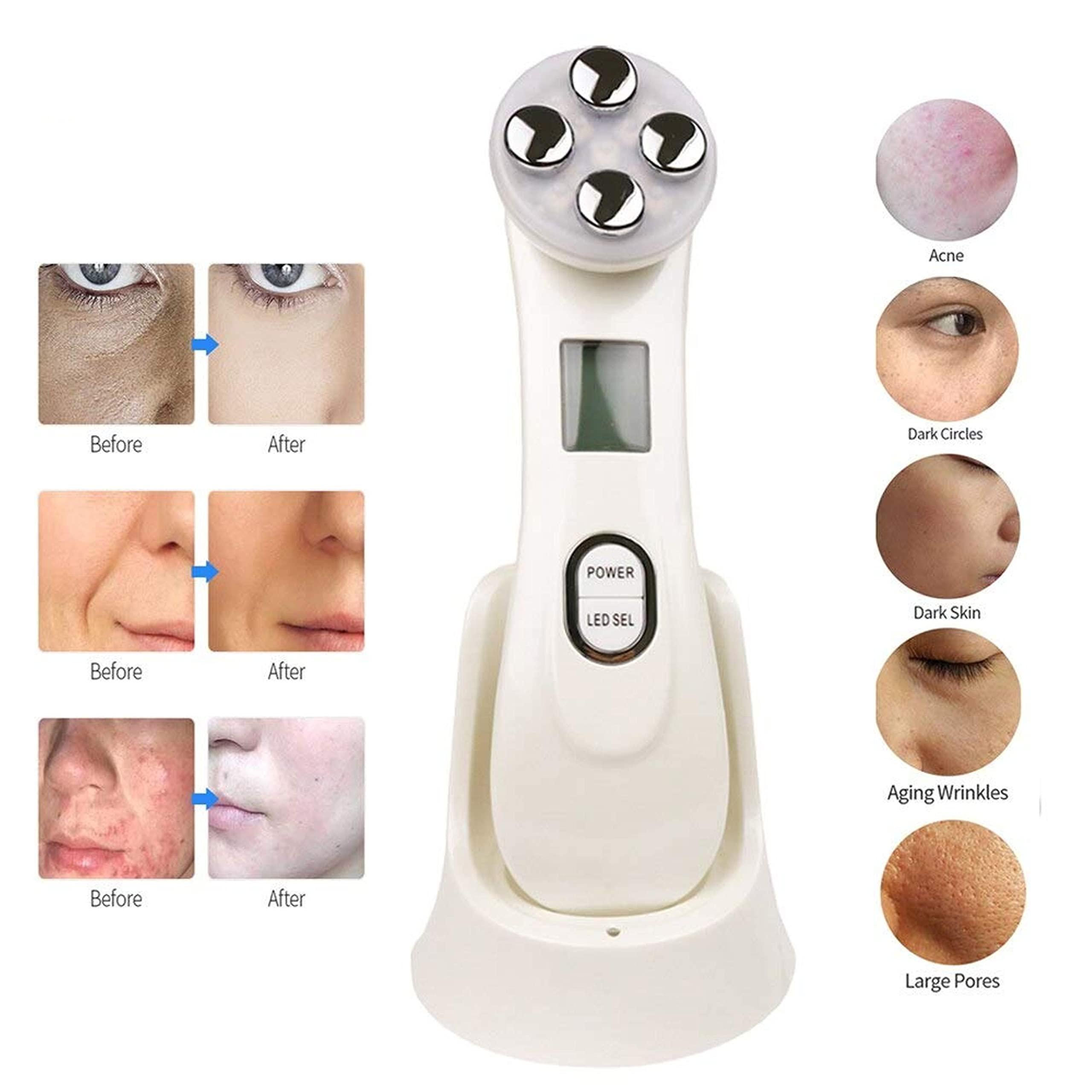 Dealsure Dealsure 5 In1 Facial Lifting Machine, LED Light Therapy Wrinkle Remover Skin Tightening Anti Aging Skin Rejuvenation Massager 5 in 1 RF EMS Beauty Device for Women
