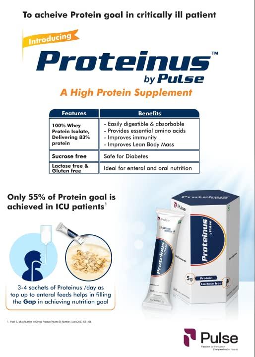 Pulse Nutri Science (Formerly Known as Zenova Bio- Proteinus by Pulse- 100% Whey Protein - 10 * 6g Sachets (5g protein/Sachet), Unflavoured, Sprinkler/Top up for any food item