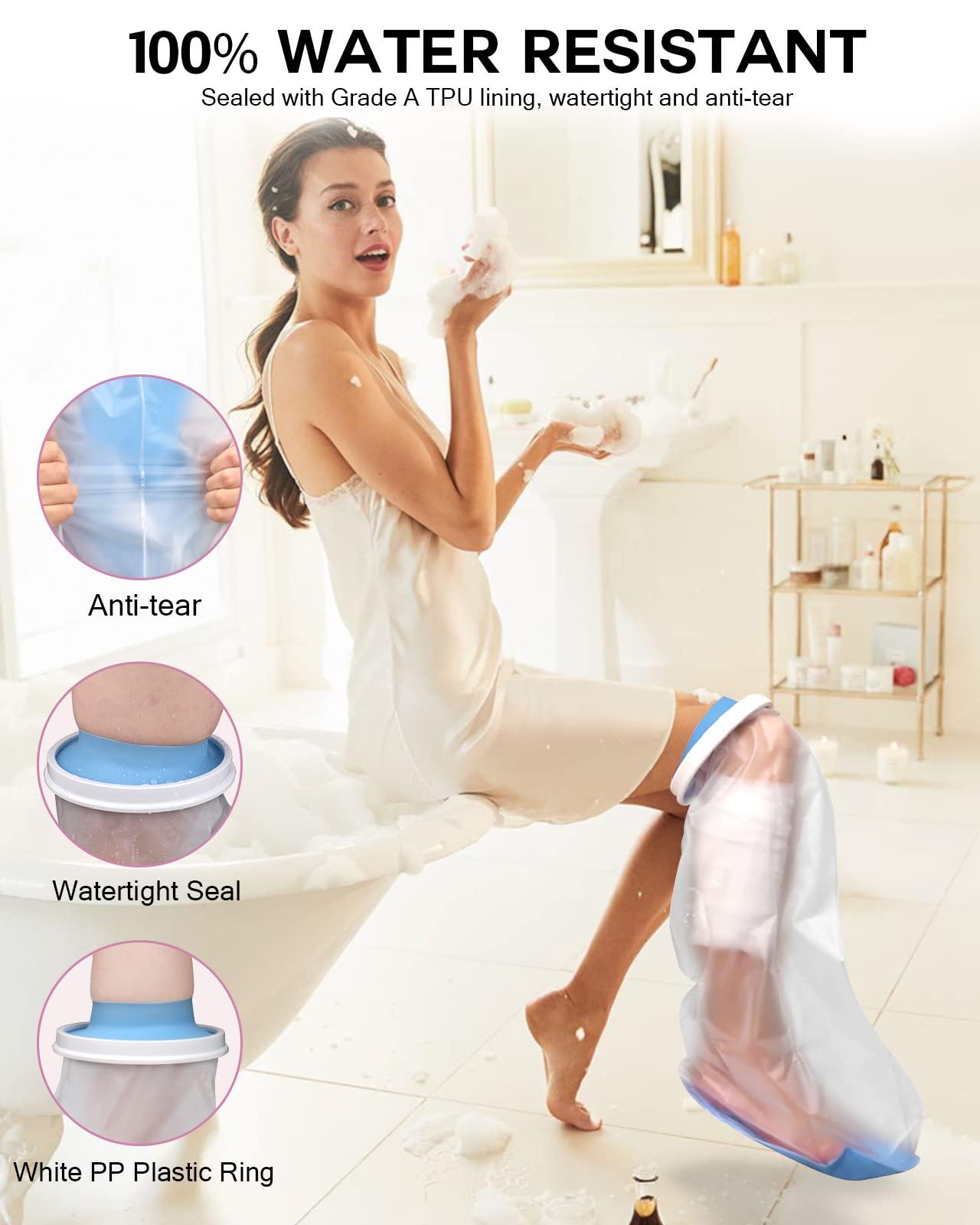 DNEOUXI DNEOUXI Waterproof Cast Covers for Shower Leg Adult, Cast Cover for Leg with Non-Slip Bottom, Watertight Leg Cast Protector for Knee Shank Foot Ankle Surgery Dressing Wound, Reusable
