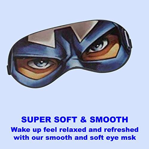 CC ENTERPRISES CC ENTERPRISES Sleep Mask - 100% Blackout Eye Mask - Zero Eye Pressure- Possible Rest - Perfect Sleeping Mask for Light Sleepers, Travelers, Midday Nappers For Avengers Lover Captain America Design