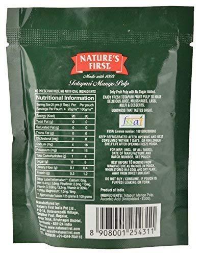 NATURE'S FIRST Nature\'s First Totapuri Mango Pulp 100 Grams (Pack of 24), with Pure Mango Goodness, Natural Sweet Flavor for Dessert, Shakes, Lassi, Smoothies, Fruit Juice