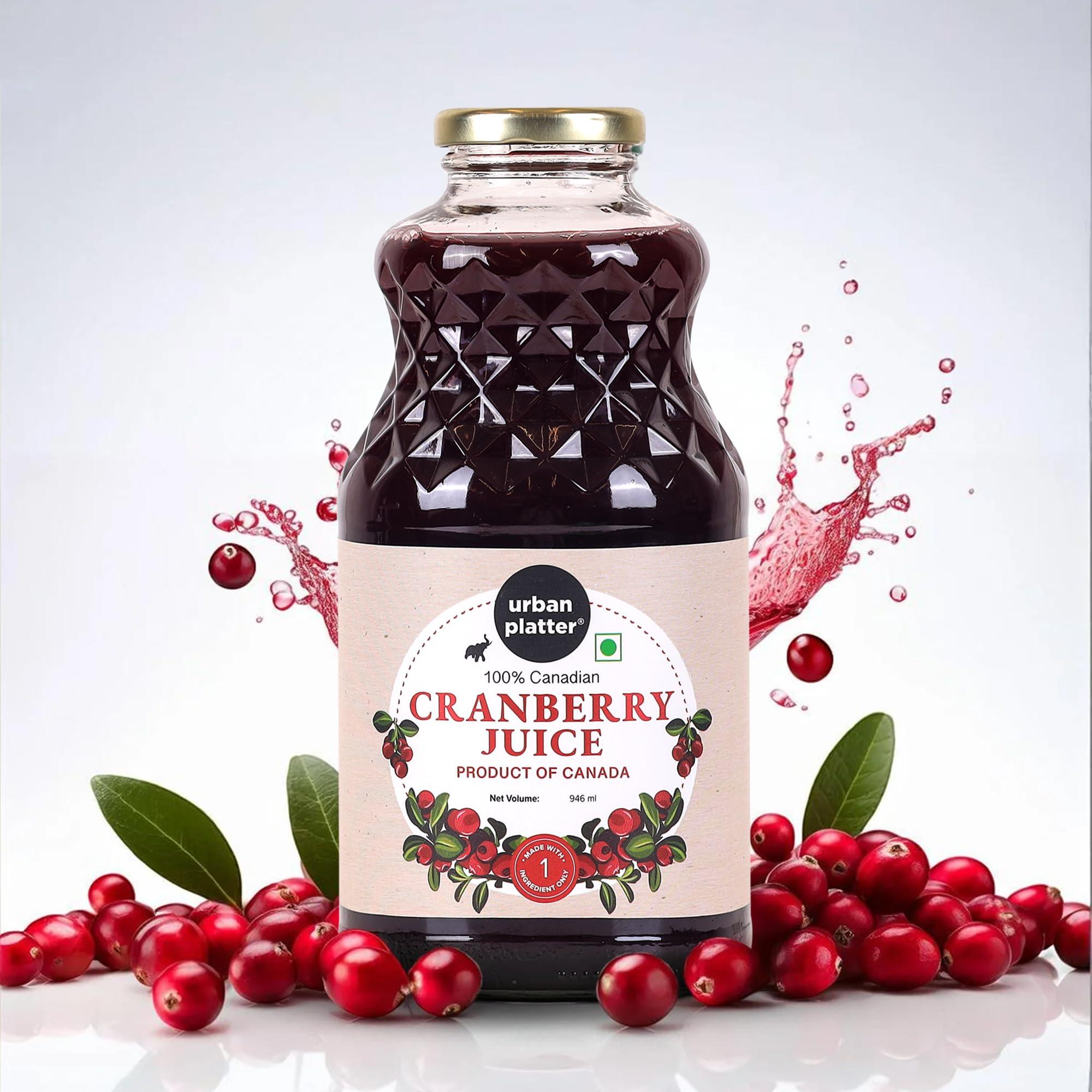 urban platter Urban Platter Canadian Cranberry Juice, 1 Litre (Unsweetened, No Added Sugar, 100% Natural Cranberry Juice, Good for UTI Health, Perfect for Cocktails and Mocktails)