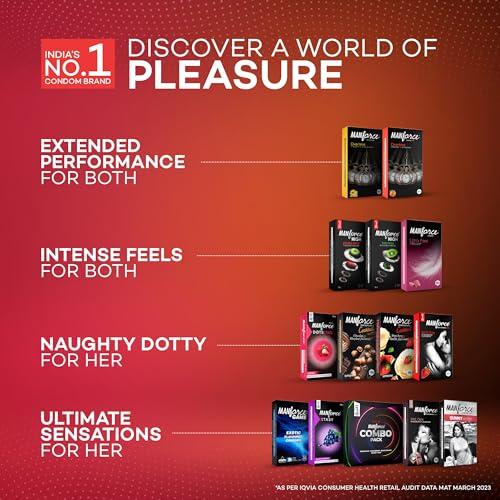 Manforce Manforce Combo - Xotic Chocolate & Litchi Flavoured | 20 pcs |Extra Dotted, Contoured, & Lubricated Latex Condoms