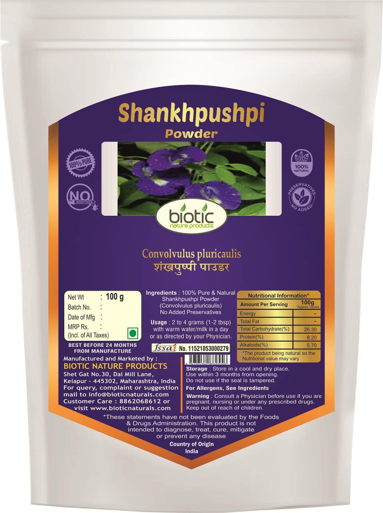 Biotic Biotic Natural Shankhpushpi Powder (Convolvulus Pluricaulis) Shankhapushpi Powder - 100 gm