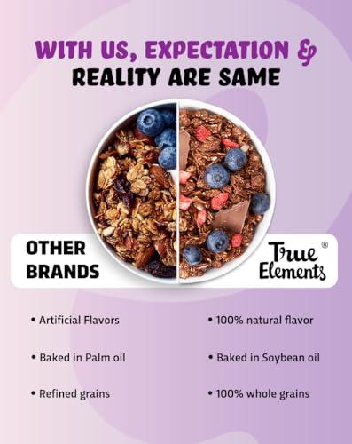 True Elements True Elements Crunchy Granola Dark Chocolate 900g - Granola for Breakfast | 23% Berries, Seeds & Almonds | 100% Wholegrain Cereal | Healthy and Tasty Breakfast