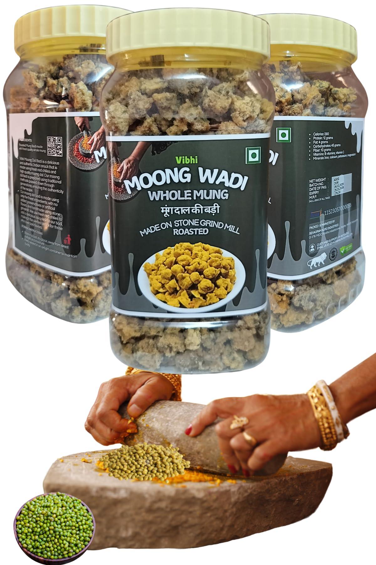 Vibhi Vibhi Moong Dal Wadi | (Made on Stone Grindmill/Jata) | Mangori | Moong Dal Vadi (PLAIN) 400G