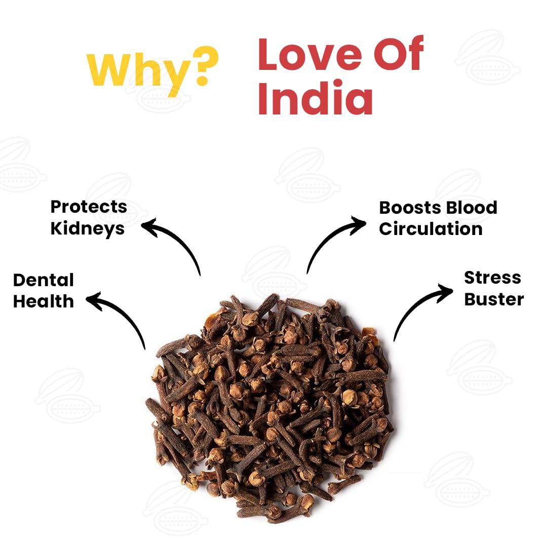 LOVE OF INDIA Organically Grown Clove (Laung) Golden Brown | Kerala (Idduki) | Premium Export Quality 50gm | Love of india (1)