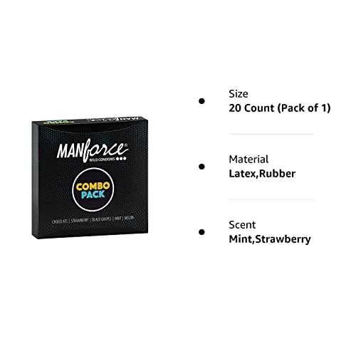Manforce Manforce Combo, Lubricated Flavoured Condoms for Men | 20 pcs | Chocolate, Strawberry, Black Grapes, Melon & Mint | Indias No. 1* Condom Brand for Safe Sex