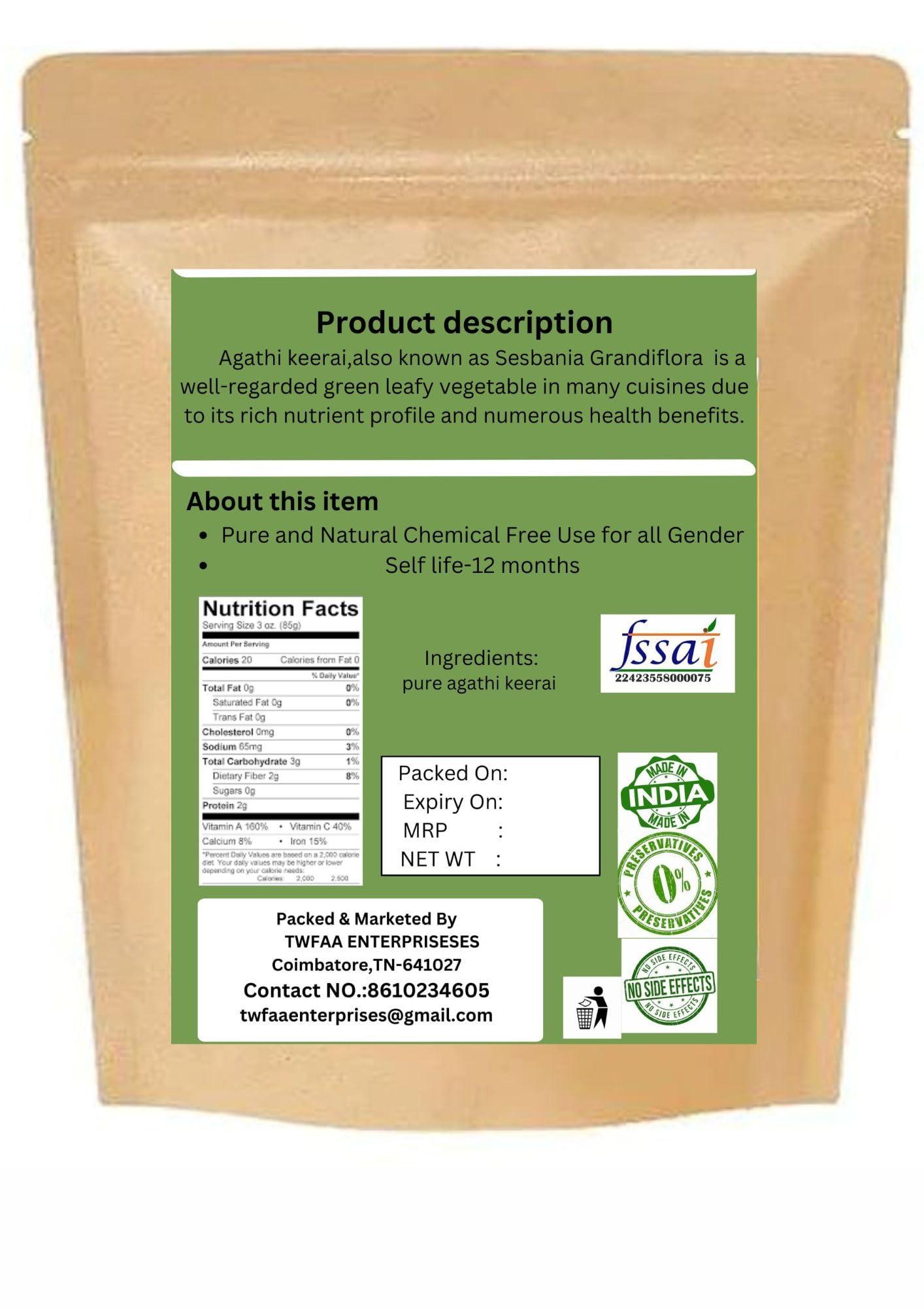 Twfaa enterprises TWFAA Herbal Agathi Keerai Powder,Sesbania grandiflora/avisa/agase/Agathichira (200 gm)