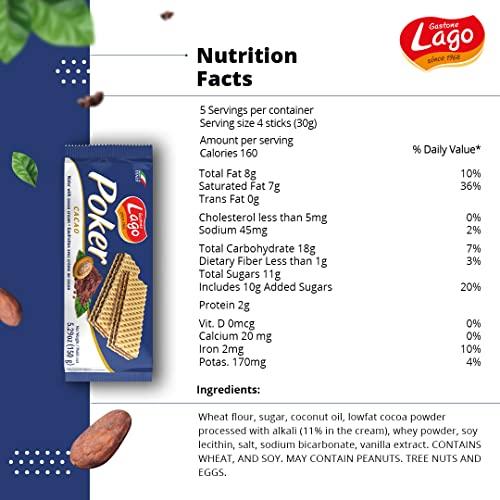 Gastone Lago Since 1968 Lago Poker Wafer Biscuits | Delicious Wafers with Cocoa Cream - 150g (Pack of 2)