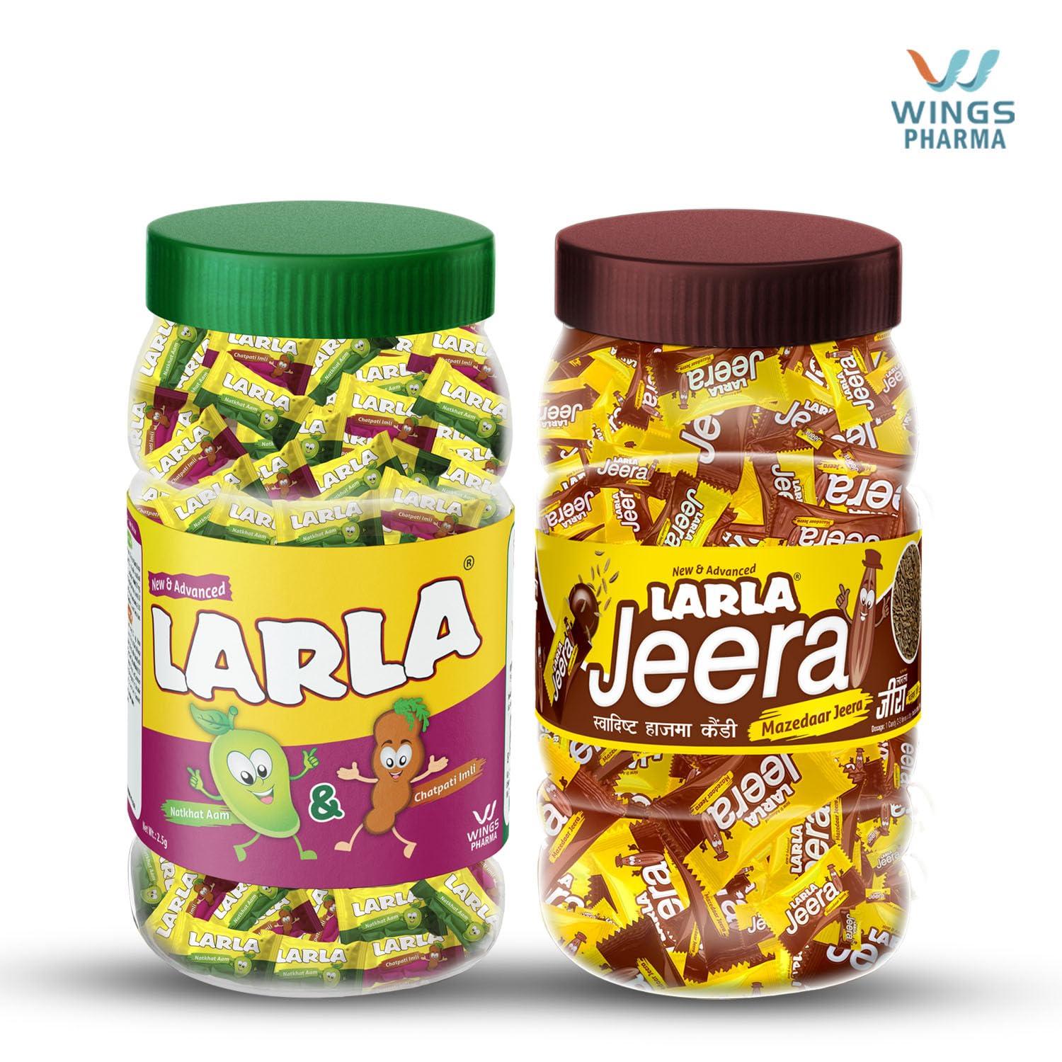 Larla Larla Natkhat Aam & Chatpati Imli Digestive Candies | Ayurvedic Digestive Goodness | Mango & Tamarind Flavour | 250 Jar Pack