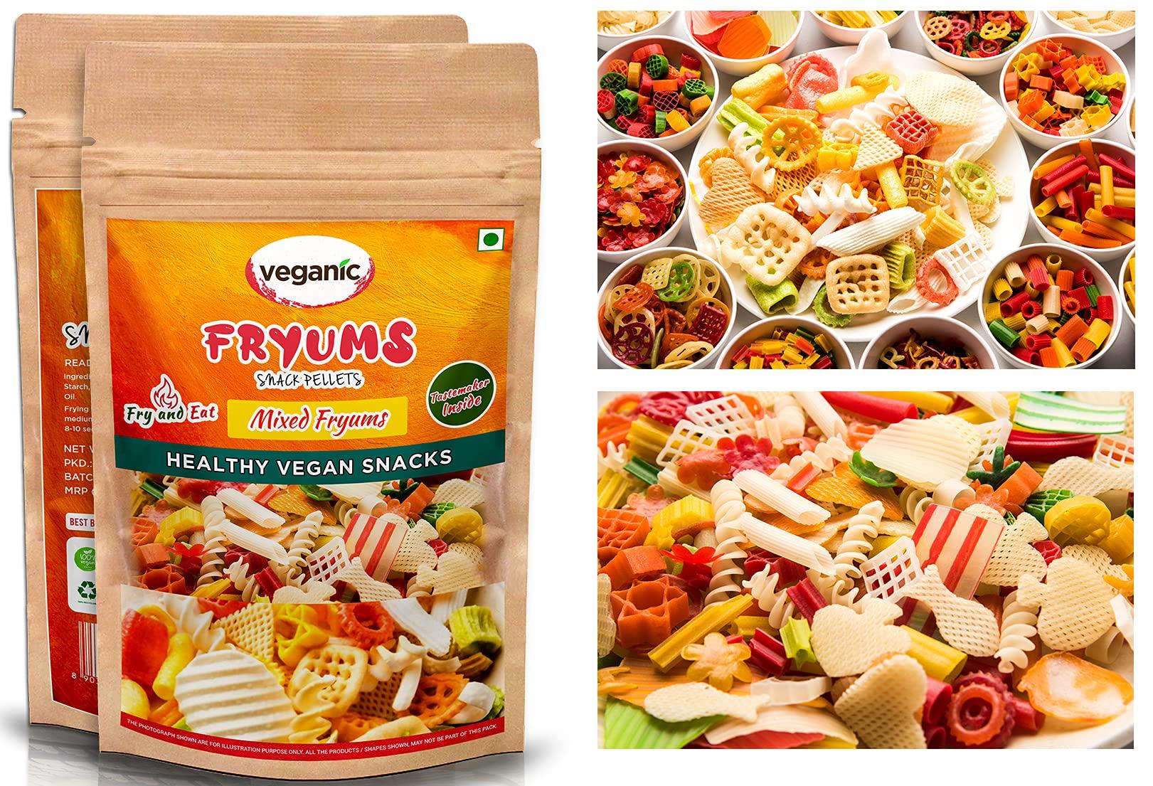 veganic Veganic Fryums Papad Ready To Fry Snack Chips | Free Tastemaker | Multicolour (20 in 1) Mix Imported Fryum Pack | Assorted Fryums (200.00)