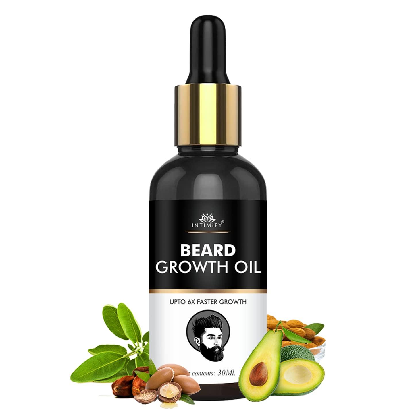 INTIMIFY Beard Oil For Growing Beard Faster, Mustache Beard Growth Oil, Beard Oil For Men Fast Growth, Beard Oil For Pachy Beard, Beard Oil For Smooth Beard