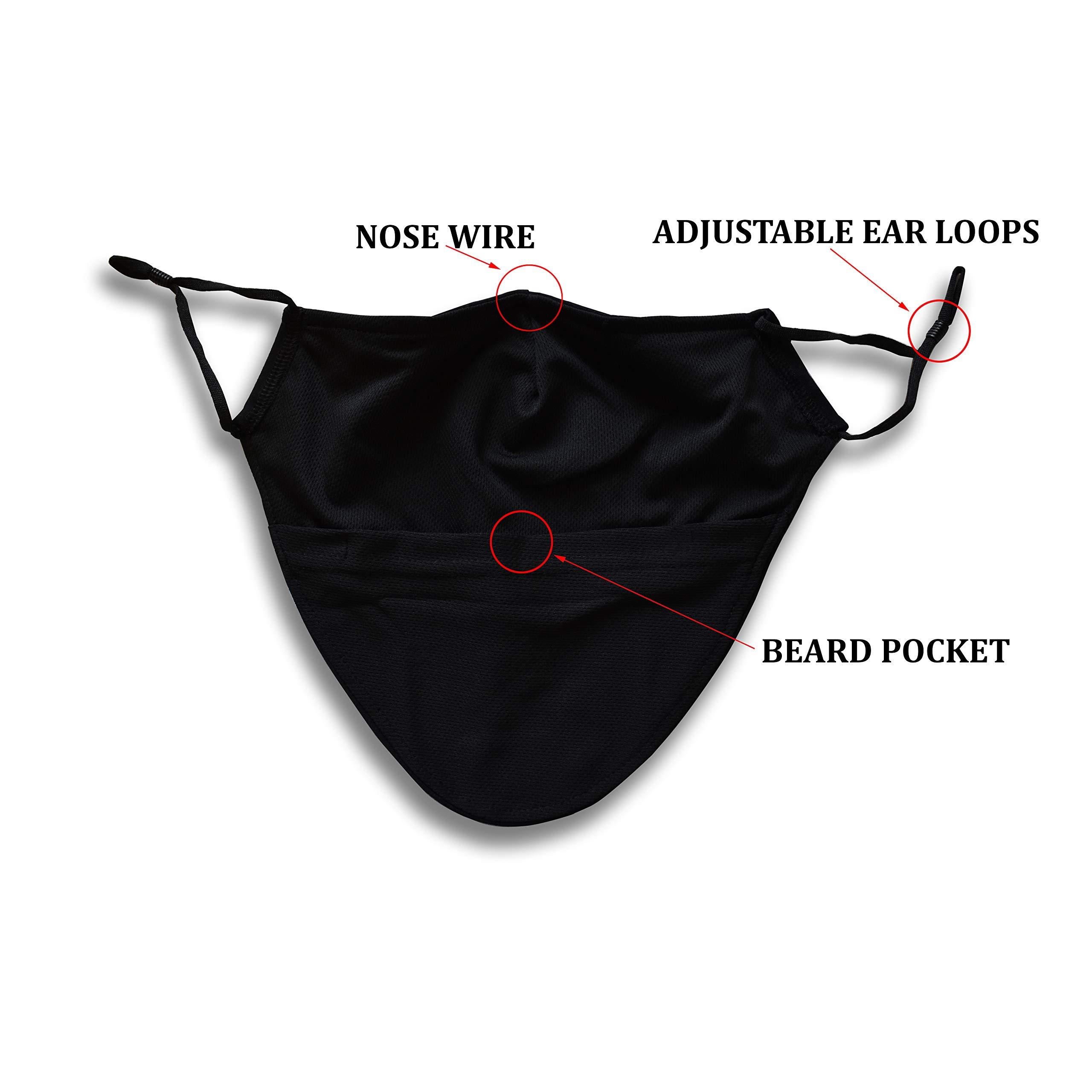 KT Valley Company Beard Face Mask for Men with a Beard, Bearded Men Face Mask, Reusable and Comfortable Beard Mask (Black)