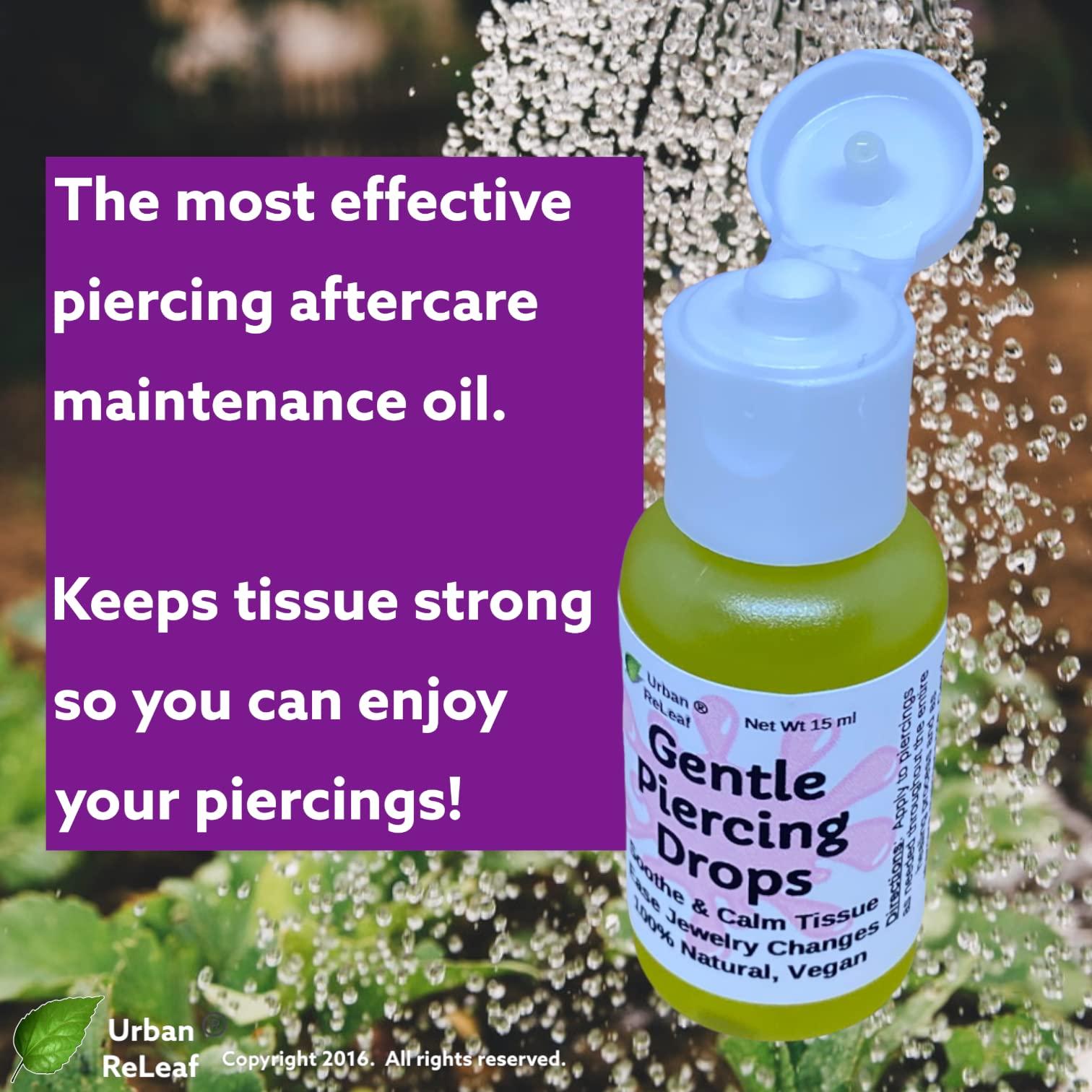 Urban ReLeaf Urban ReLeaf Gentle Piercing Drops ! Soothe & Calm Tissue, Ease Jewelry Changes, 100% Natural, Vegan. Perfect for Sensitive Skin. Effective Aftercare Oil for Ear & Body Piercings!