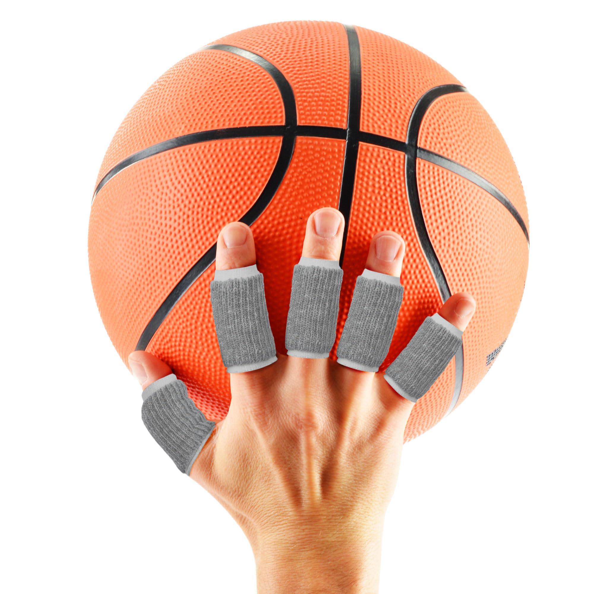 uxcell Generic Volleyball Elastic Breathable Thumb Support Protector Finger Sleeve 10 Pcs Gray