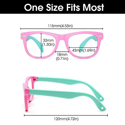 JM JM Anti Blue Light Blocking Glasses for Girls Computer Screen Protector Light Anti Eye Strain Glasses Pink Frame Green Temple