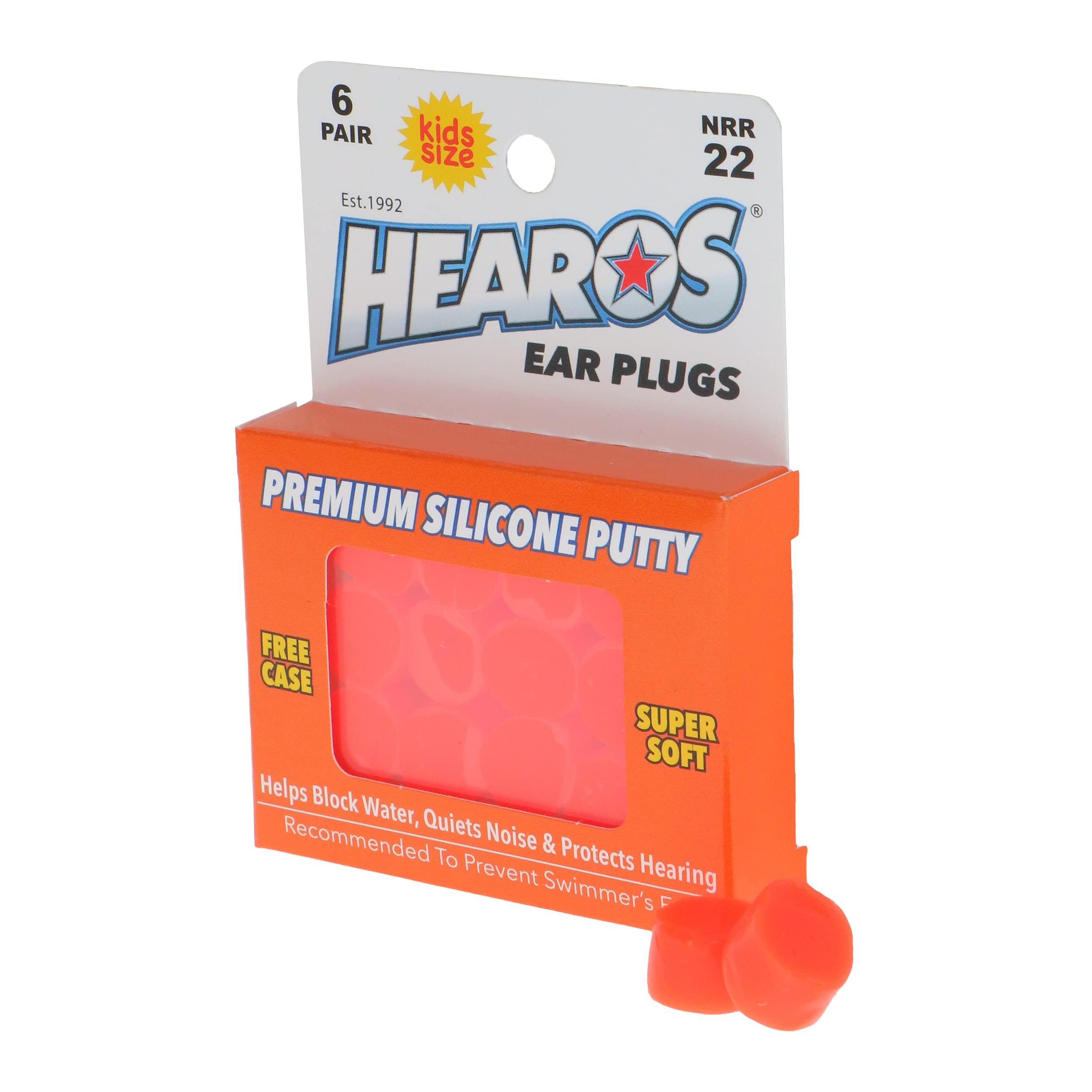 HEAROS HEAROS Reusable Kids Ear Plugs for Swimming - Floating Silicone Putty, One Size Fits All Mouldable for Ultimate Comfort, Waterproof to Prevent Swimmers Ear, 6 Pairs with Case NRR 22 Hearing Protection