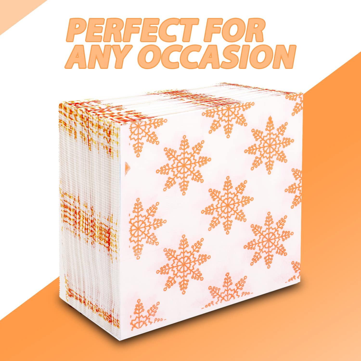 BREEZE BREEZE BRE001 2 Ply Paper Serviettes Cocktail Napkin Super Soft & More Absorbent Printed Tissue with 50 pulls (Pack of 6, 300 x 300mm,Brown, Blue and Orange)