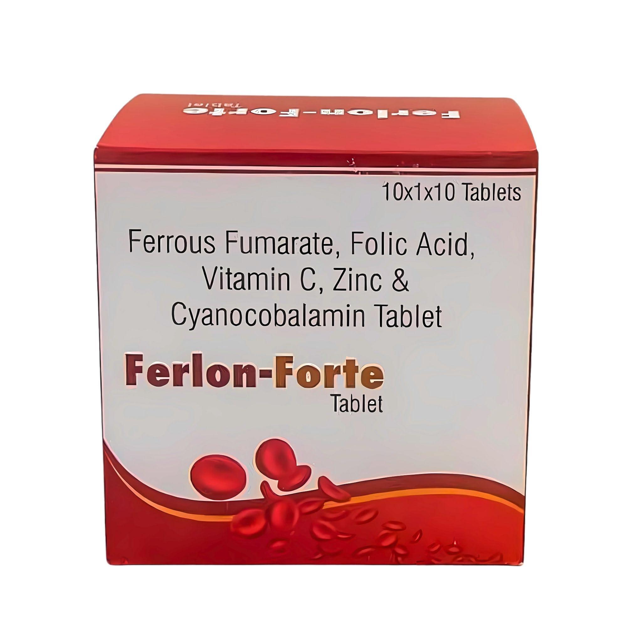 FERLON-FORTE FERLON-FORTE: Iron Supplement ( Pack Of 100 Veg Tablets) The Ultimate Therapy for Iron Deficiency, Pregnancy & Lactation Support, Compensate Blood Loss During menses & Post Surgery, Combat General Weakness, Boosts Energy and Immunity : Ferrous Fumara