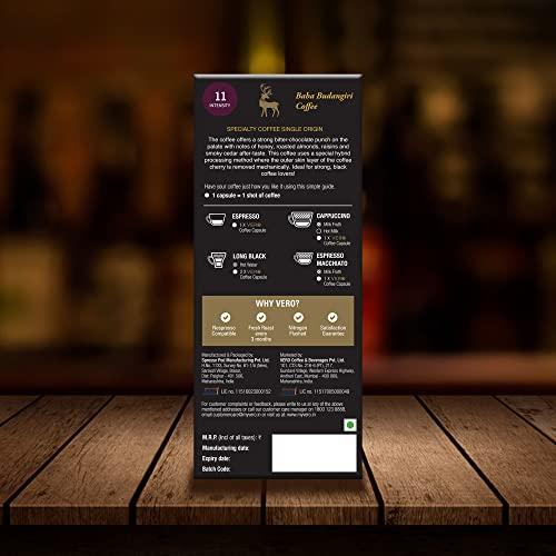 VERO VERO, Nespresso Compatible Coffee Pods, Limited-Edition "Baba Budangiri Coffee Capsules", Intensity 11 of 12, Single Origin Arabica Coffee, Dark Roast, Freshly Roasted Coffee Pods