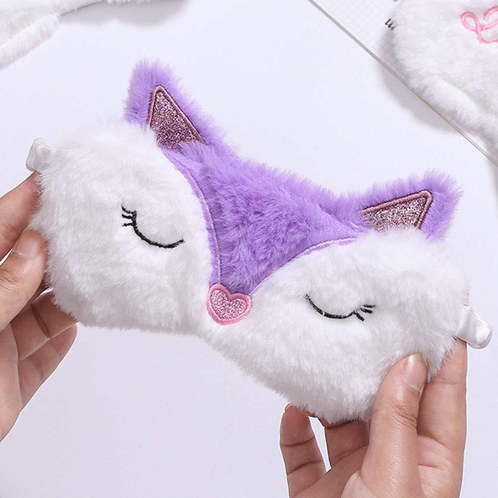 Let Party 2 Pack Cute Animal Sleep Mask for Girls Cute Cartoon Fox Alpaca Soft Plush Blindfold Sleep Masks Eye Cover for Women Girls Travel Nap Night Sleeping