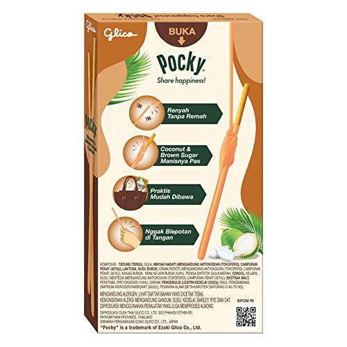 Glico Glico Pocky Coconut & Brown Sugar Flavour Biscuit Sticks, 37 g, 10 Pack, Brown & White
