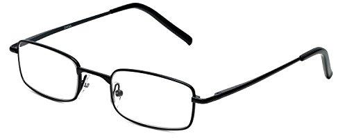Calabria Calabria 753-XL Rectangle Metal Reading Glasses Men Women Designer One Power Distortion Free Readers Adjustable Nose Pads, Black, Extra Large