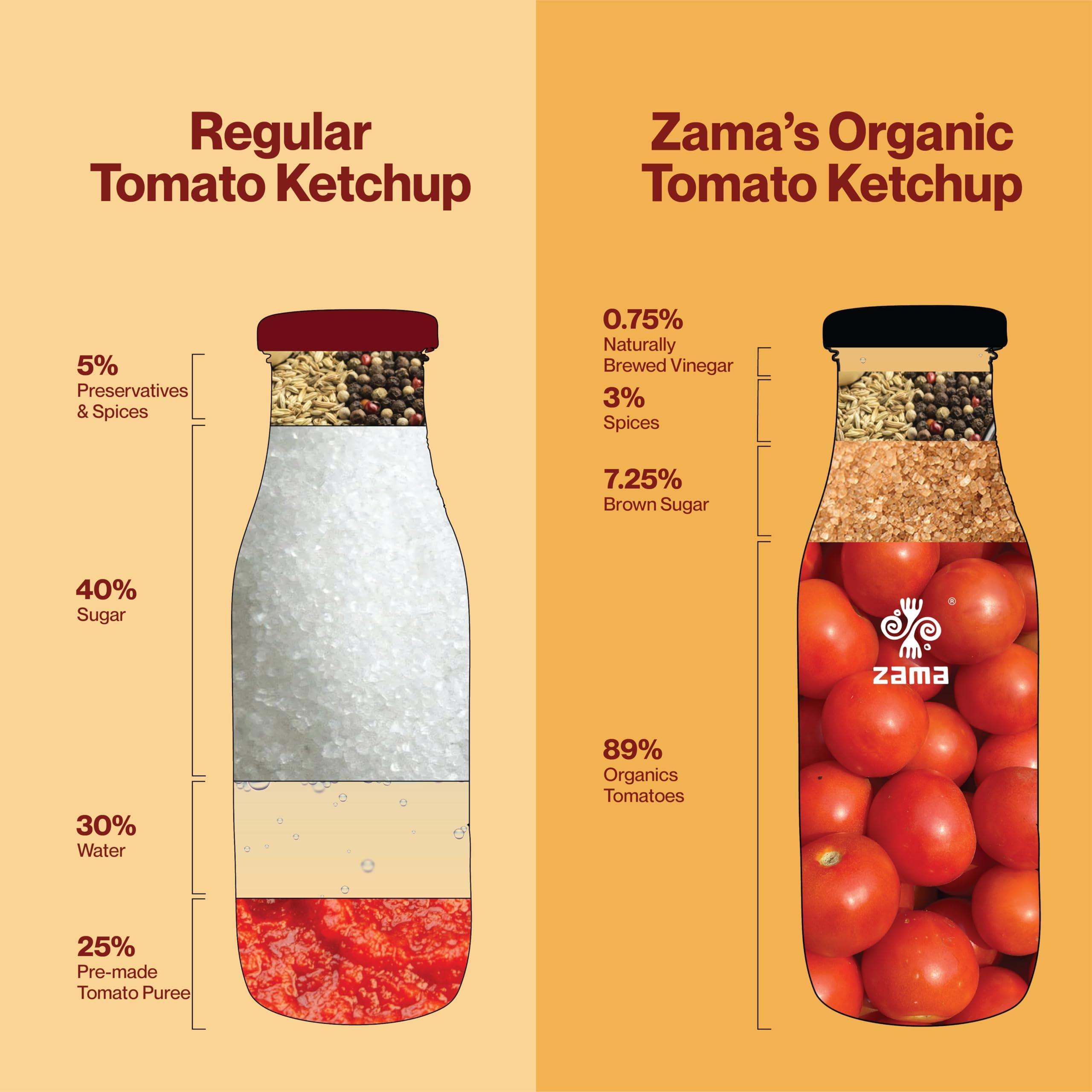 Zama Zama Organics Tomato Ketchup 300g Glass Bottle | Tomato Sauce | Organic ingredients | Organic Tomatoes | Tangy And Raw Flavour | Traditionally produced | No artificial Dyes and flavours
