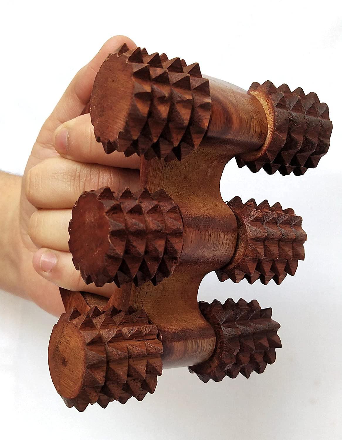 KINGSMAN STORE Boscaiola24 Kingsman store Wooden Back Bone Pain Relief, Acupuncture Roller Massager/ acupressure Manual Wooden Tool (Brown)|| accupressure tools wooden massager back roller