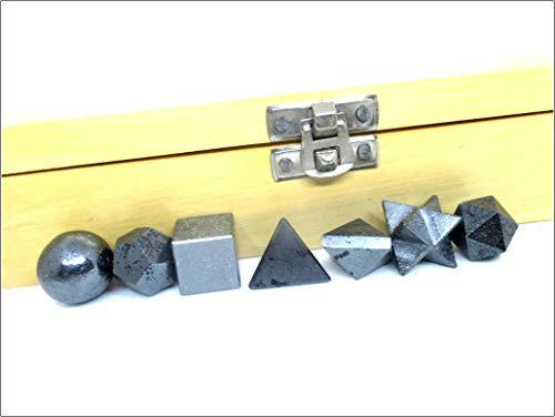 Jet International Crystal Jet 7 Hematite Geometry Stone Set W/Box Platonic Solids Healing Crystal Therapy Booklet Sacred Divine Energized Charged Positive Peace IMAGE IS JUST A REFERENCE.