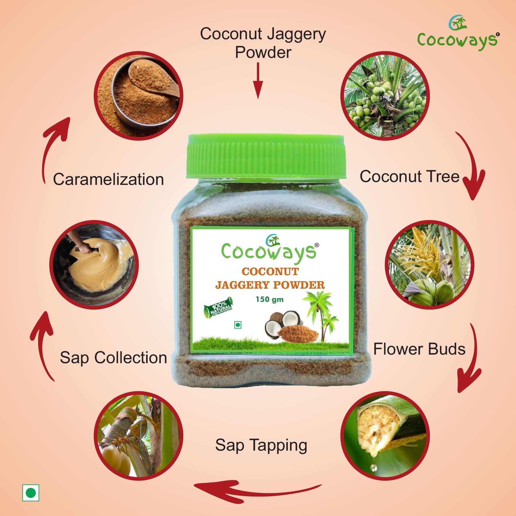 COCOWAYS Cocoways Organic Coconut Jaggery Powder, (150 gm) Pet Bottle Pack of 1