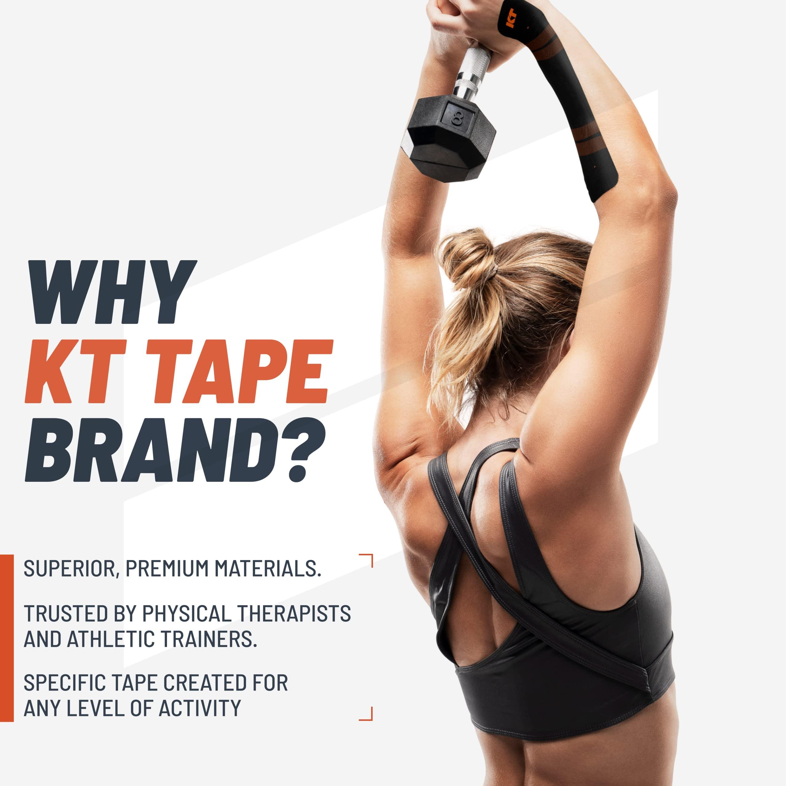 KT TAPE KT Tape Pro Synthetic Elastic Kinesiology 20 Pre-Cut 10-inch Strips Therapeutic Tape, Jet Black