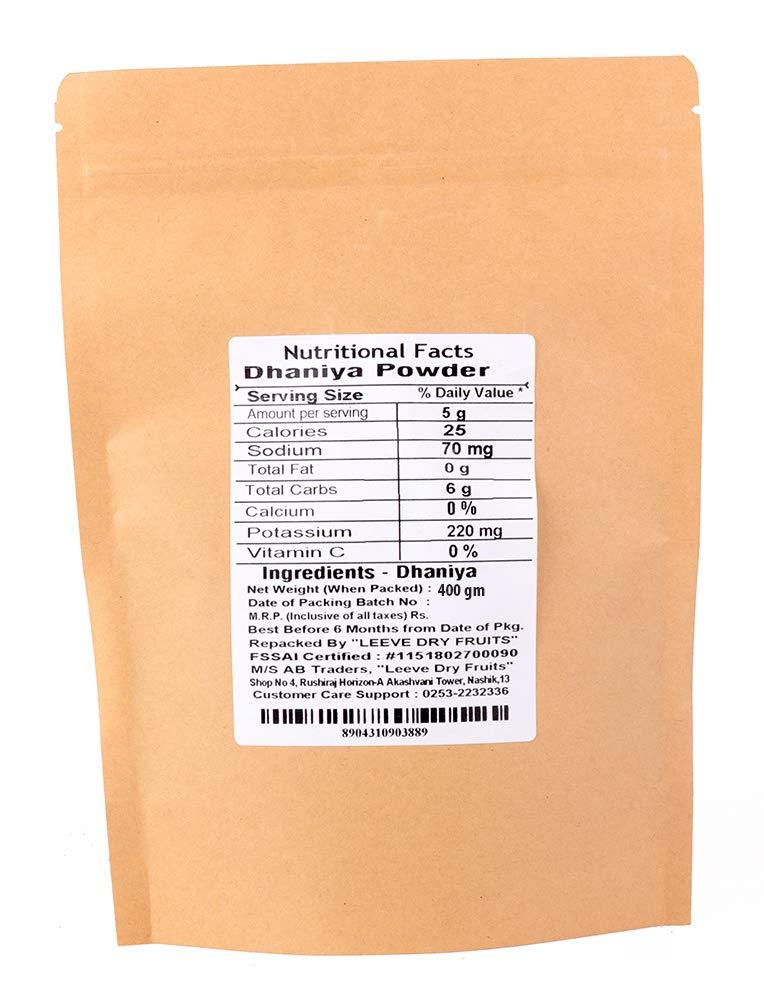 LEEVE DRY FRUITS LEEVE DRY FRUITS Organic Spices Masala Fresh Whole Shelam Coriander Corriander Seed Powder Dhania Dhaniya Powder 400gram Packet Flax |Pack of 1|