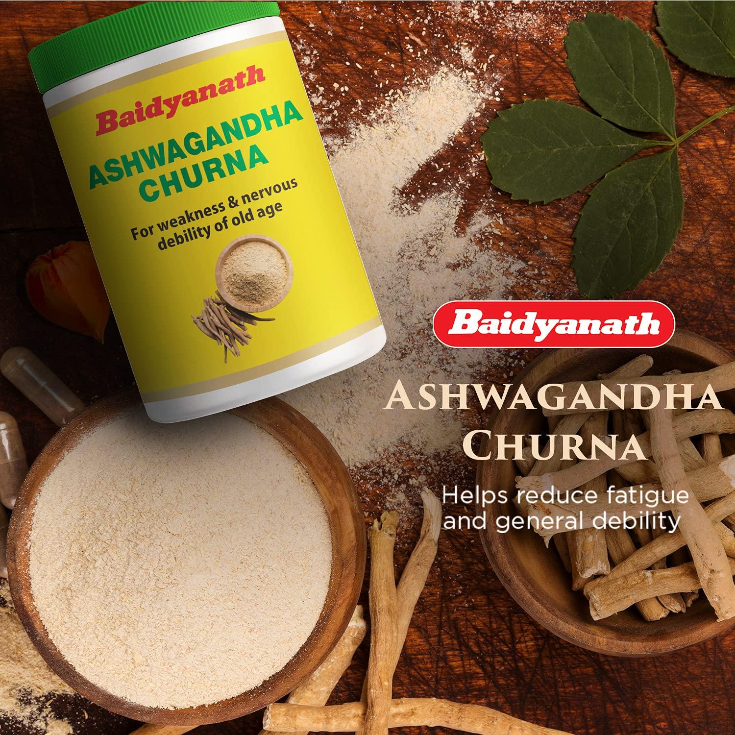 Baidyanath Baidyanath Ashwagandha Churna - 100g (Pack of 2) & Vansaar Wheatgrass Juice - 500 ML