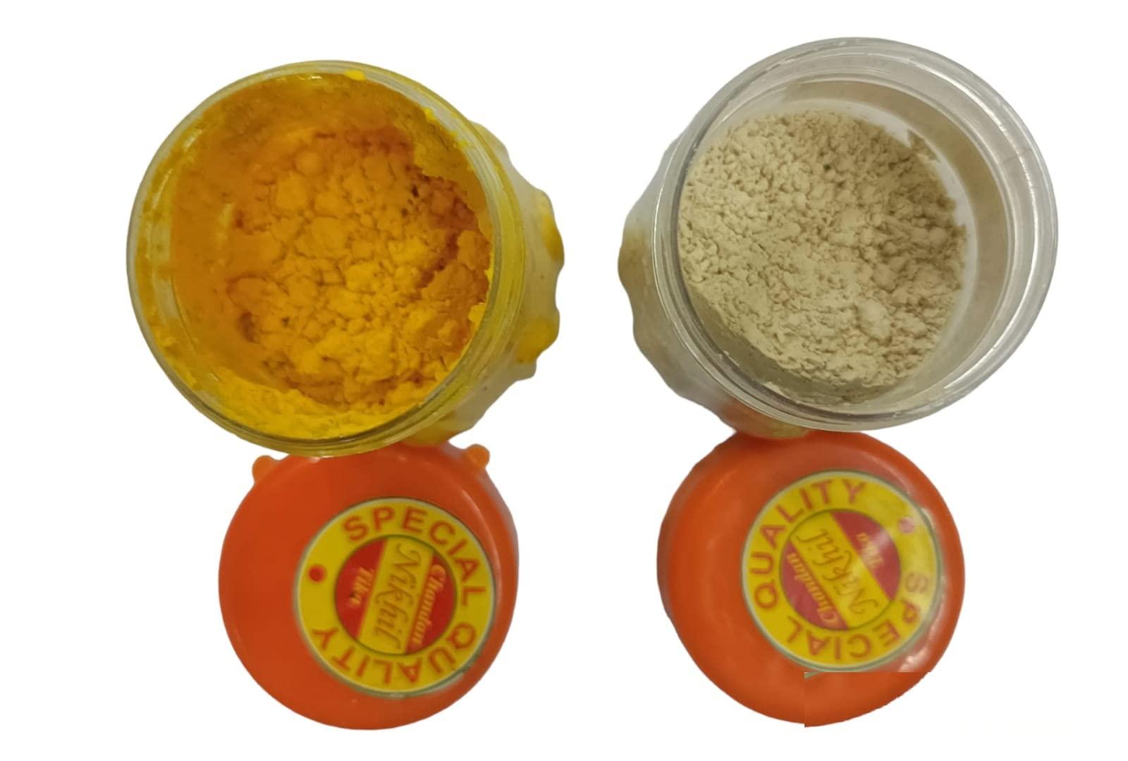 uyu Asta Gandham Tika | Chandan Tilak | Puja, Hwan, Tilak (20+20 grm, Yellow & White)