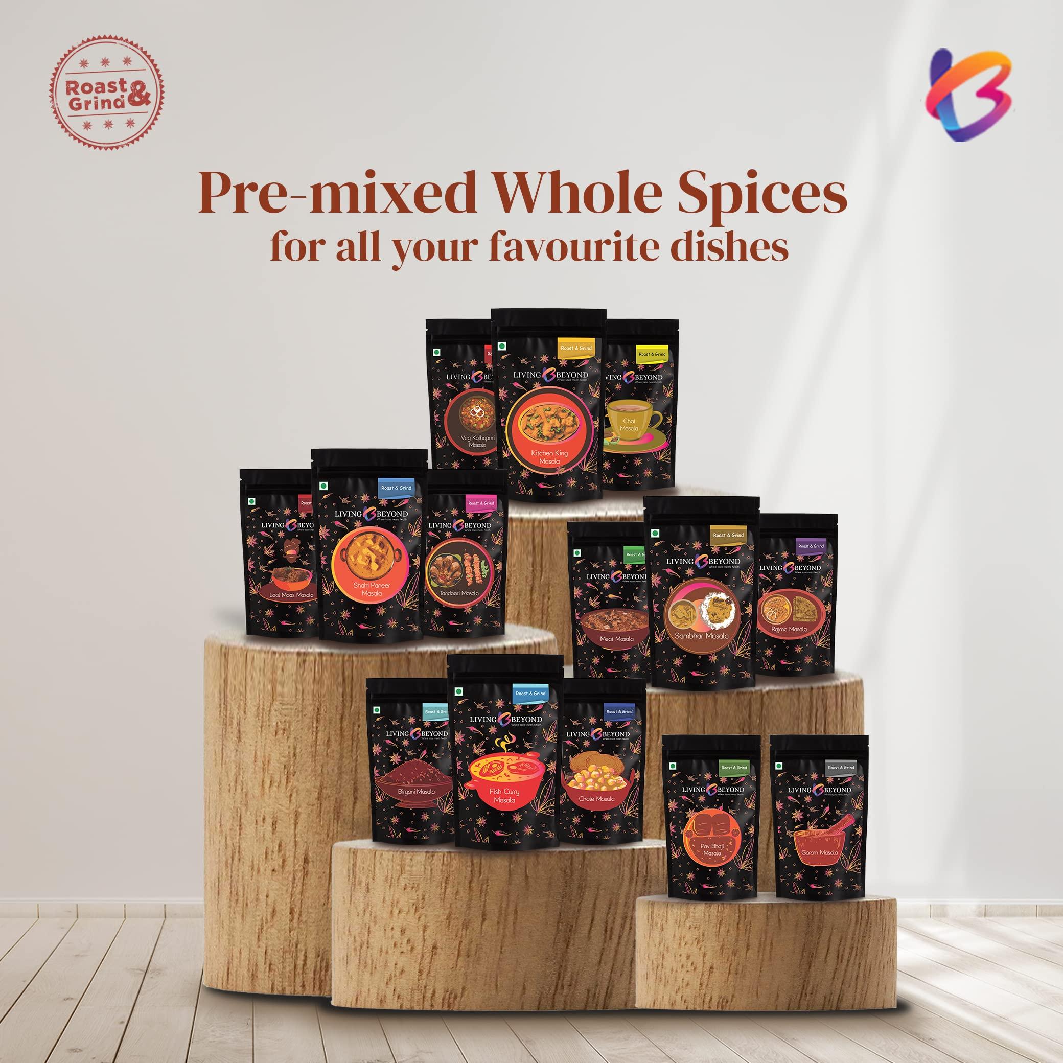 Living Beyond Living Beyond Pre-mixed Whole Spices Biryani Masala & Veg Kolhapuri Masala - (Combo, 100 grams Each)