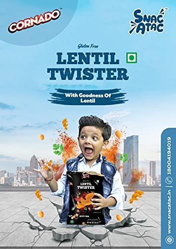 Snac Atac Lentil Twister Spicy BBQ Gluten Free Protein Packed - 360g (Pack of 4)