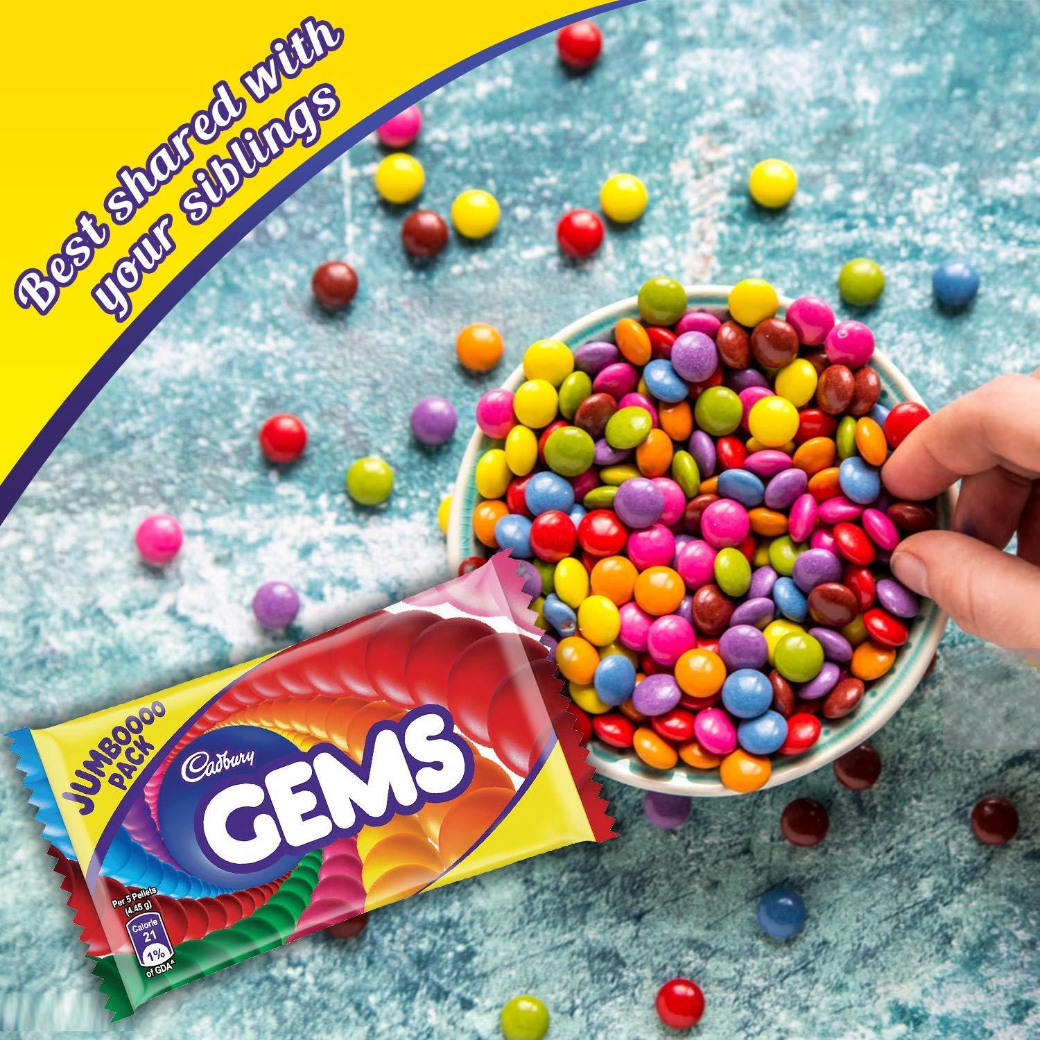 Cadbury Cadbury Gems Chocolate Jumbo Pack, 44.5 g (Pack of 12)