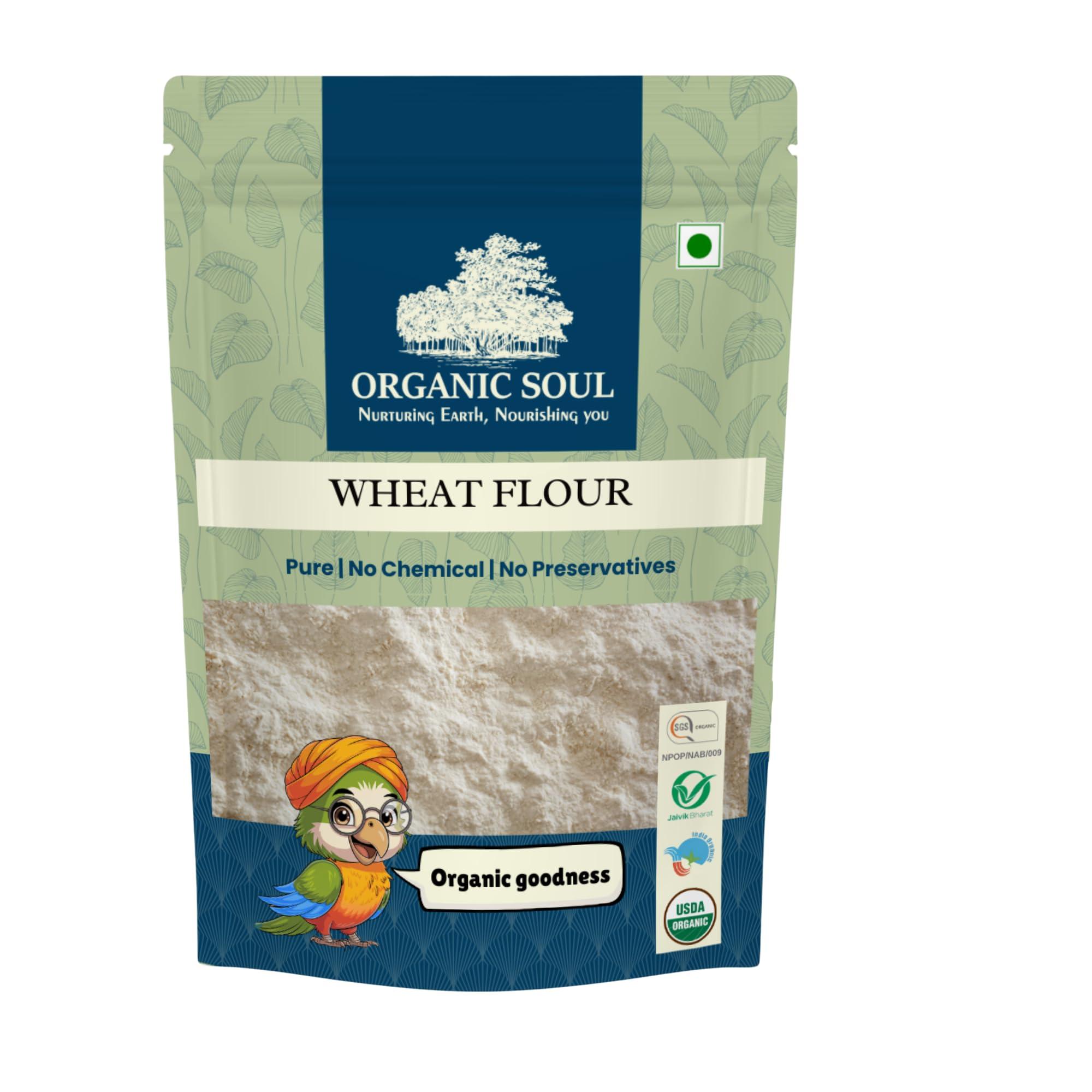 Organic Soul Organic Organic Soul, Organic Whole Grain Wheat Chakki Atta/Flour, 1Kg
